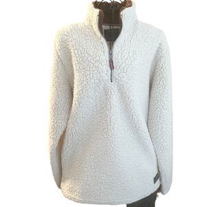 Alsoto Cream Sherpa Fleece 1/4 Zip Cozy Soft Pullover Women's Size Medium or Lg